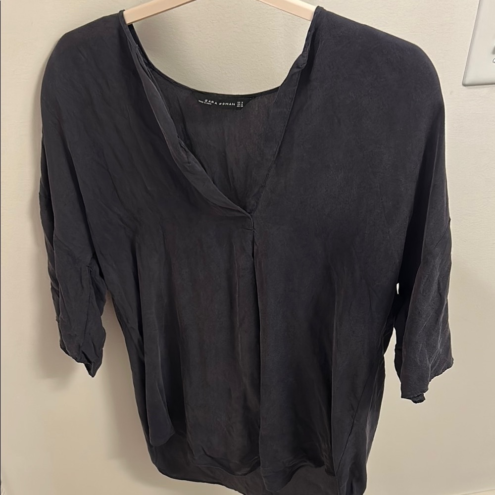 Zara Navy Artsy Tshirt